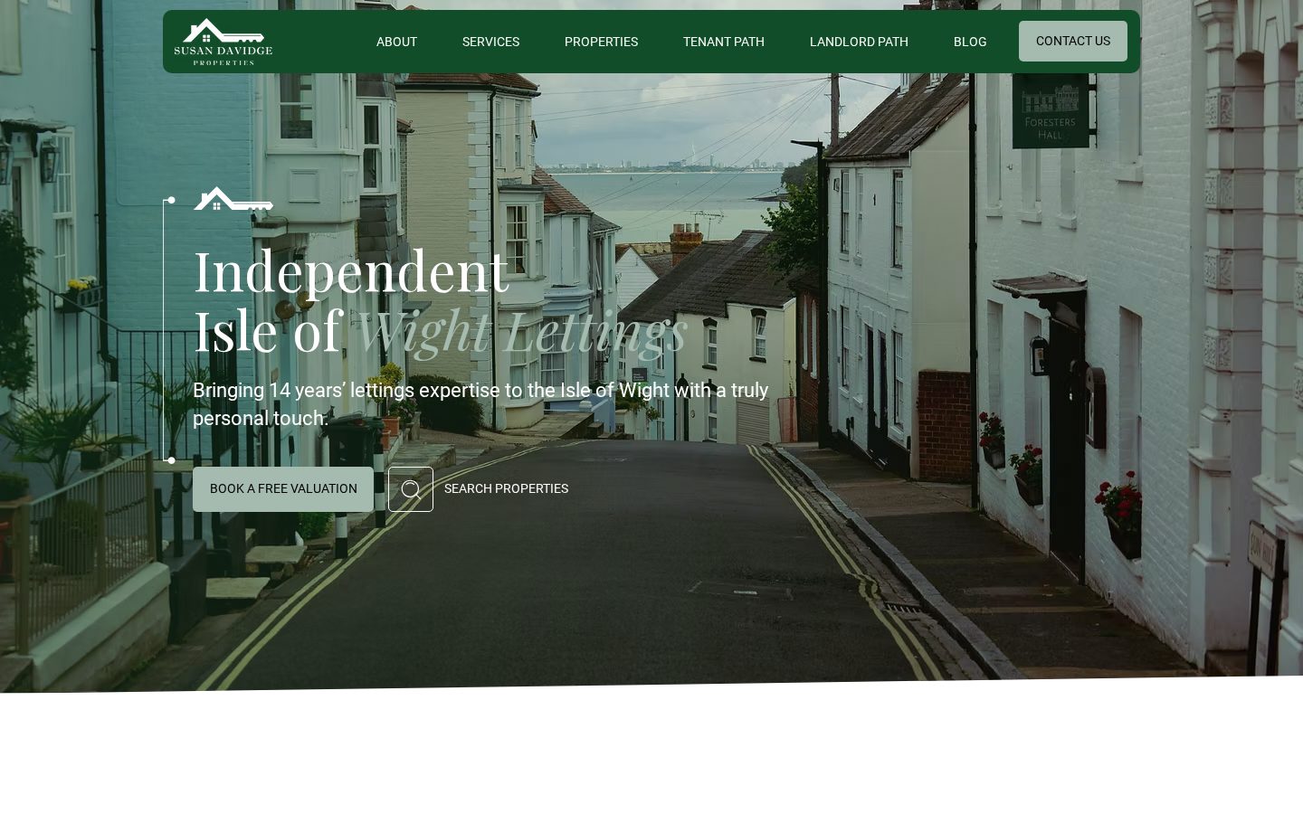The Susan Davidge Properties website shown on desktop